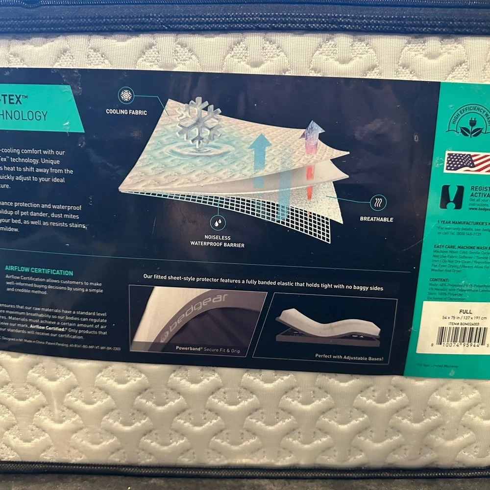 Bedgear Performance Mattress Protector - White - Cooling- Waterproof -Stain res